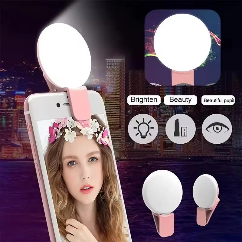 Photography Videos Free - Tragbares Mini-Selfie-Ringlicht, LED-Lampe, USB-Aufladung, Fotografie-Clip-Ringlicht, universelle